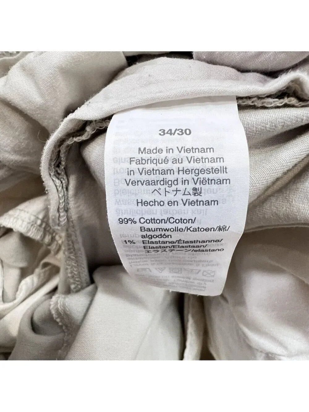 J. Crew Stretch Chino Pants Mens 34x30 Beige Athletic Fit Flex